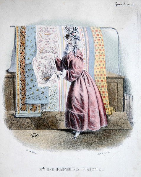 Tapetselger, ca. 1840 (litho-farge) av Charles (after) Philipon