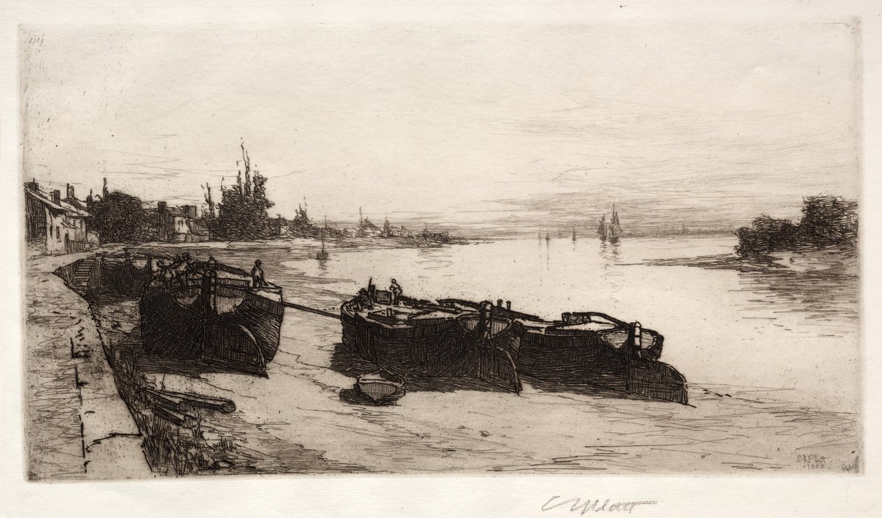 Mud Boats on Themsen, 1883. av Charles Adams Platt