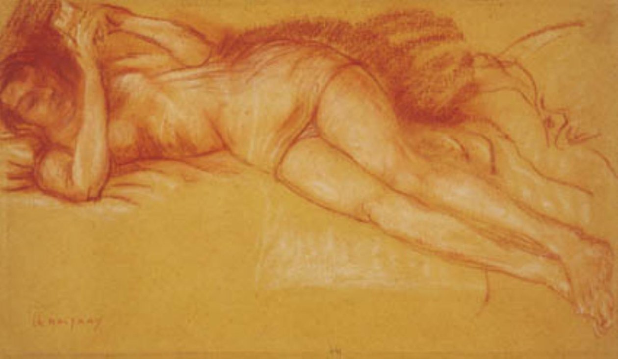 Kvinne leser i en seng av Charles Alexandre Malfray