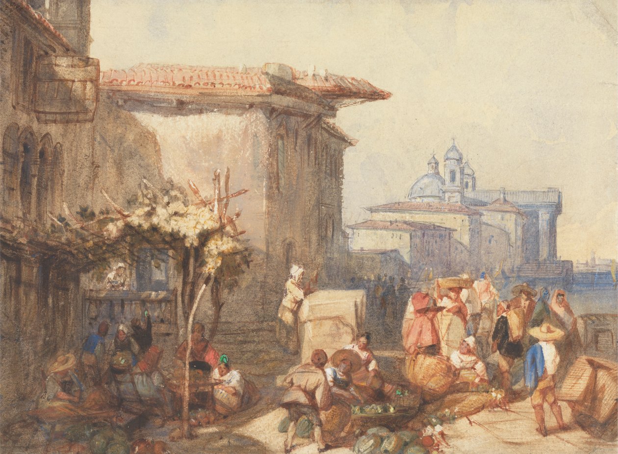 En markedsscene i Venezia av Charles Bentley