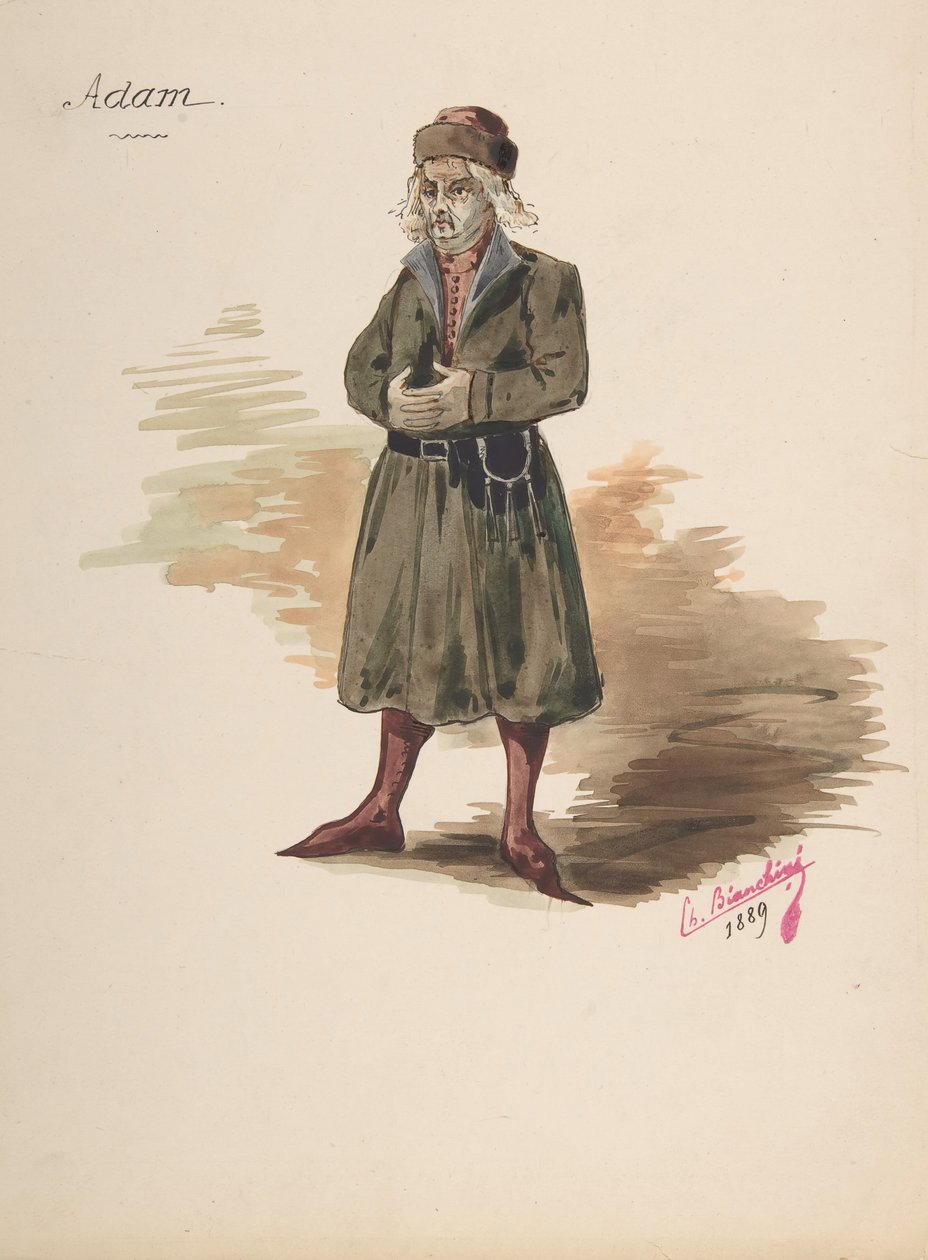Kostymedesign for Adam, 1889. av Charles Bianchini