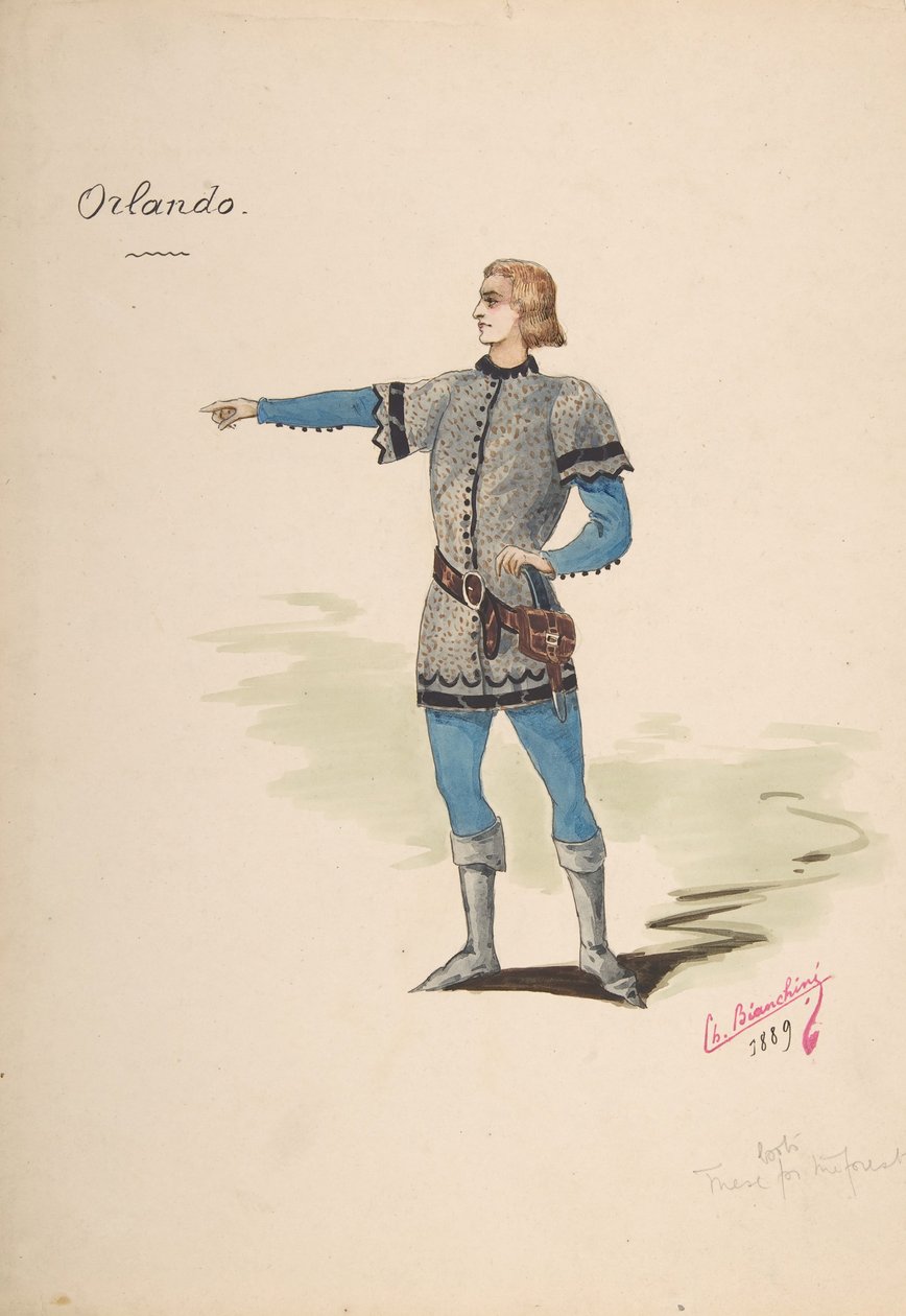 Kostymedesign for Orlando, 1889. av Charles Bianchini