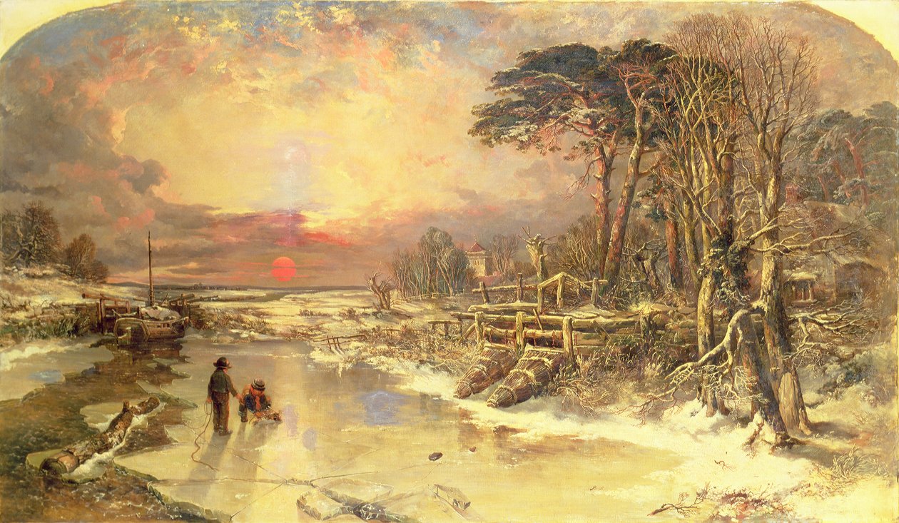 Vinterscene på Themsen, 1846 av Charles Branwhite