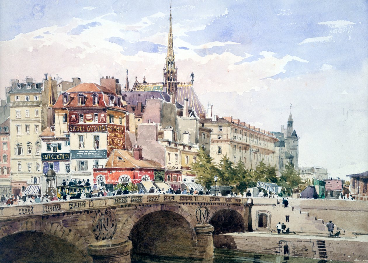 Saint-Michel Bridge, Paris, c1822-1878. av Charles Claude Pyne