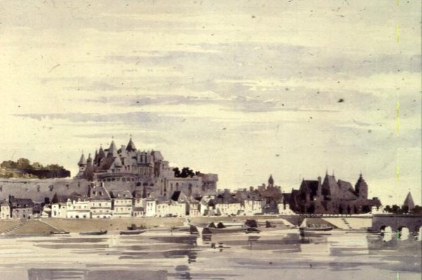 Utsikt over Amboise, Frankrike av Charles Claude Pyne