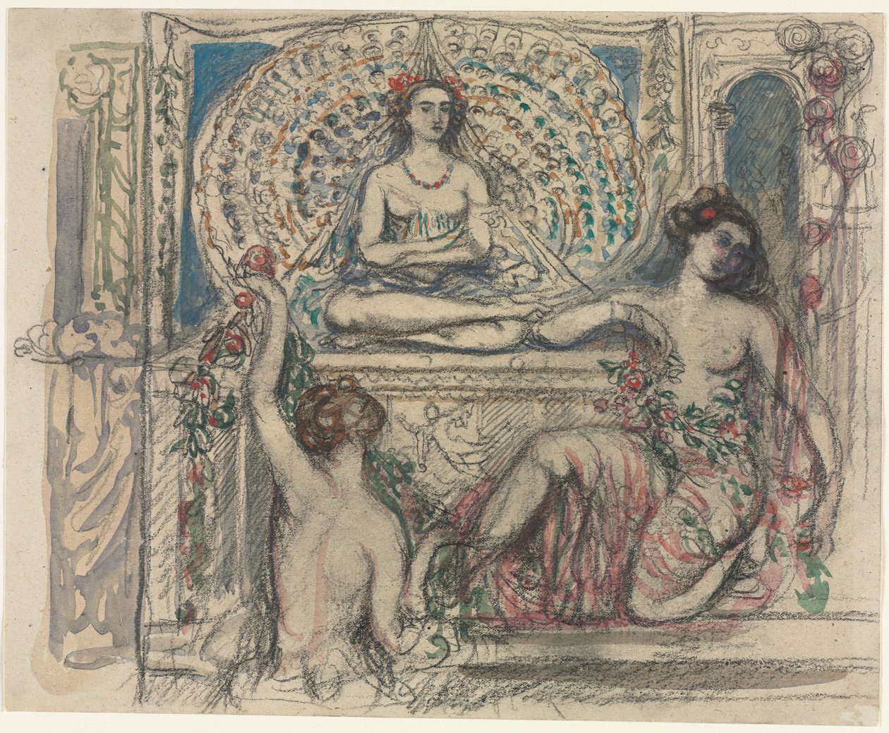The Throne of the Peacock   1305214   no       norwegian Successfully Translated  Original: Solomon, presentation at the Temple and the Prophet Malachi, detail from predella of the Maesta of Duccio Altarpiece in the Cathedral of Siena Translat: Solomon, pr av Charles Edward Conder