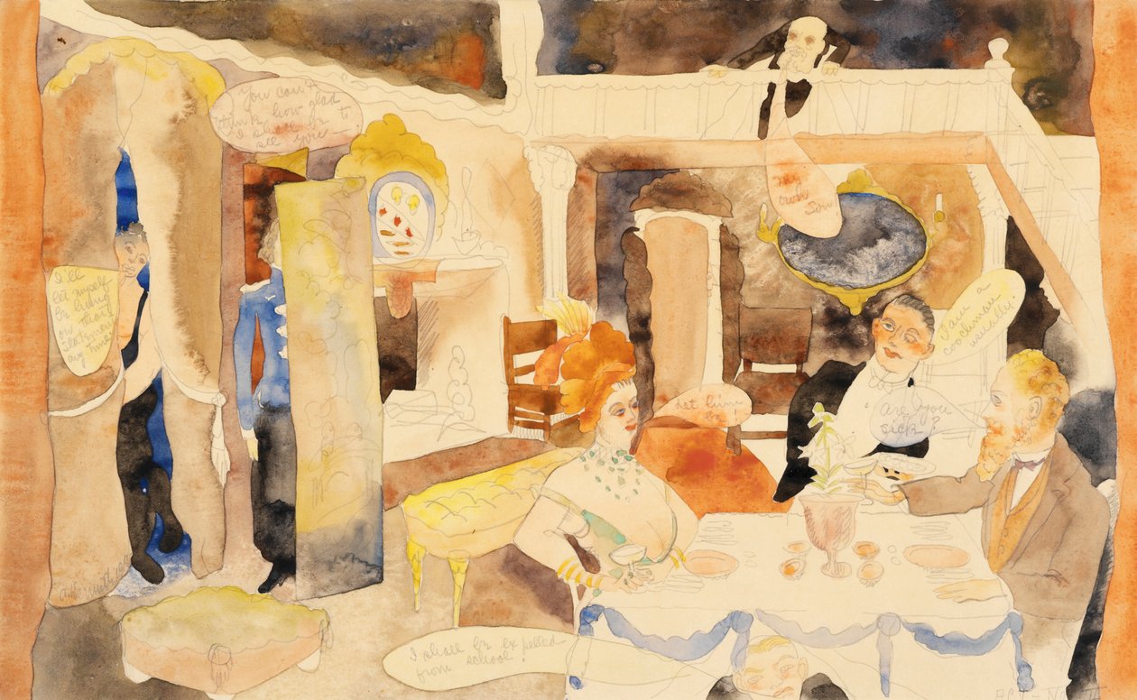 Lulu og Alva Schön til lunsj av Charles Demuth