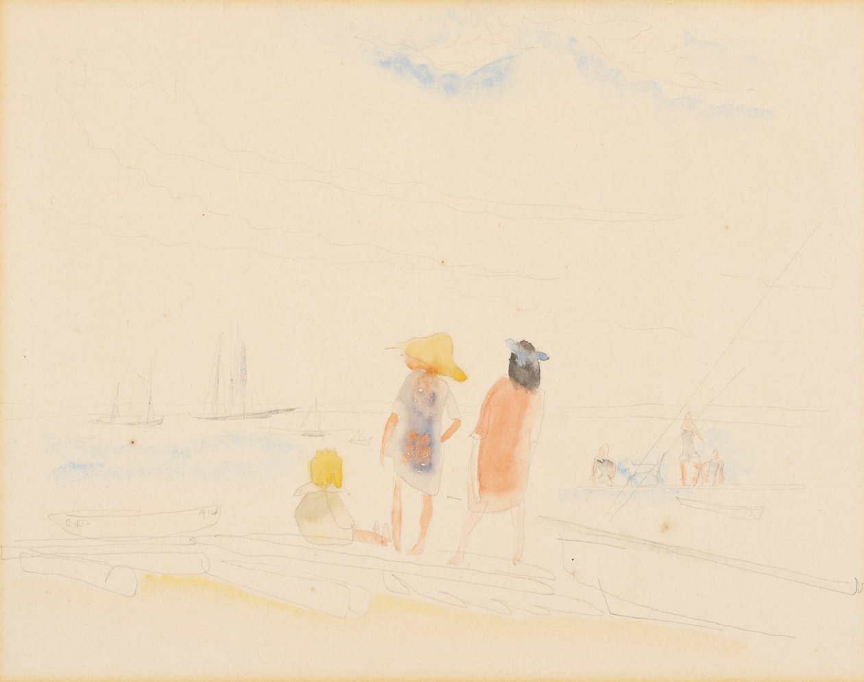 To kvinner og barn på stranden av Charles Demuth