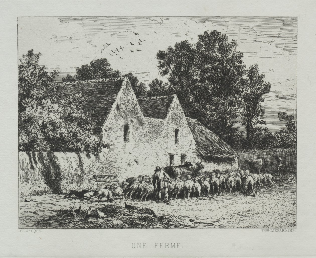 Et gårdshus. av Charles Emile Jacque