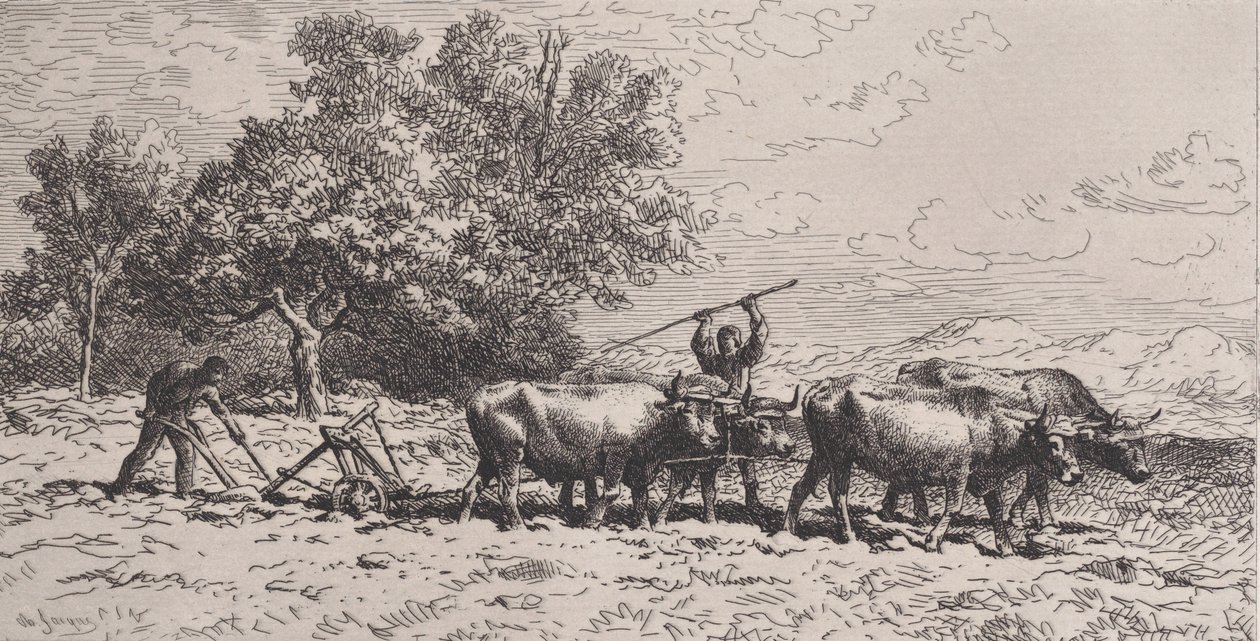 Team of Oxen, 1868. av Charles Emile Jacque