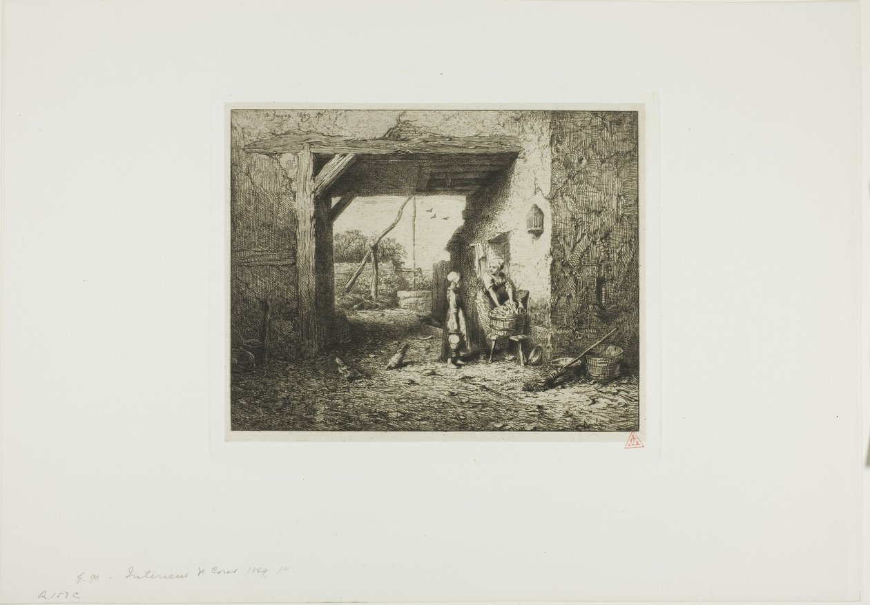 Gårdsplass interiør av Charles Emile Jacque