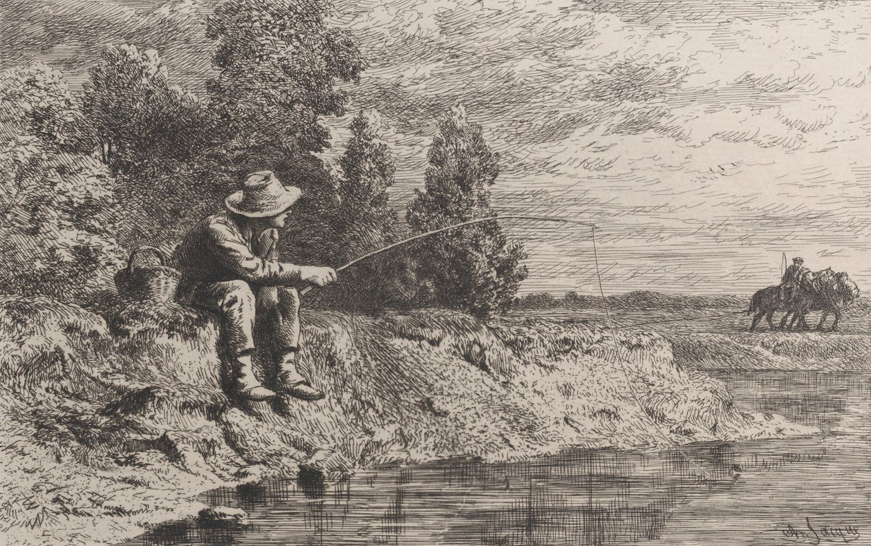 Fiske etter mort, 1865. av Charles Emile Jacque