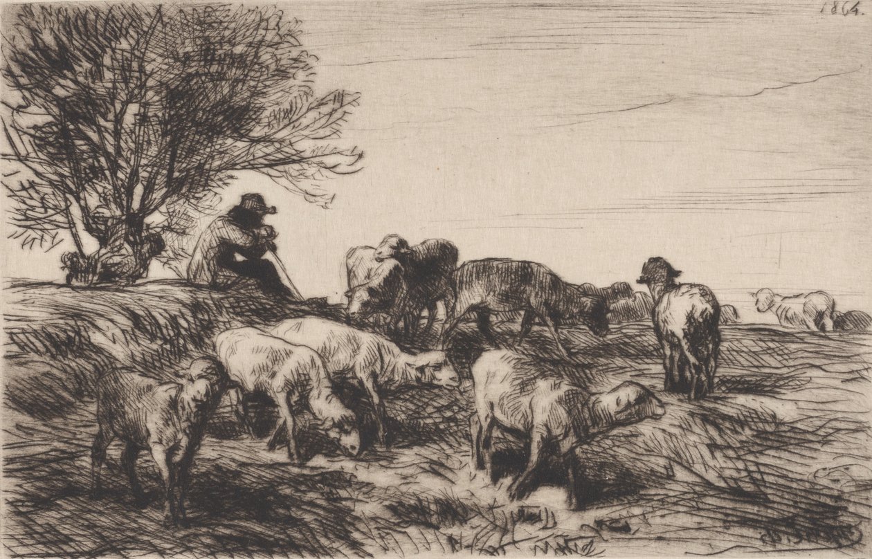 Saueflokk, 1864. av Charles Emile Jacque