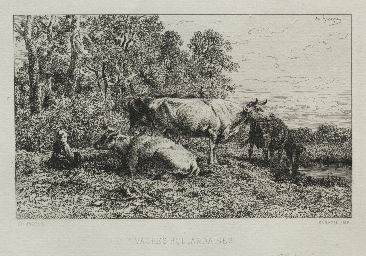 Holland Cows. av Charles Emile Jacque