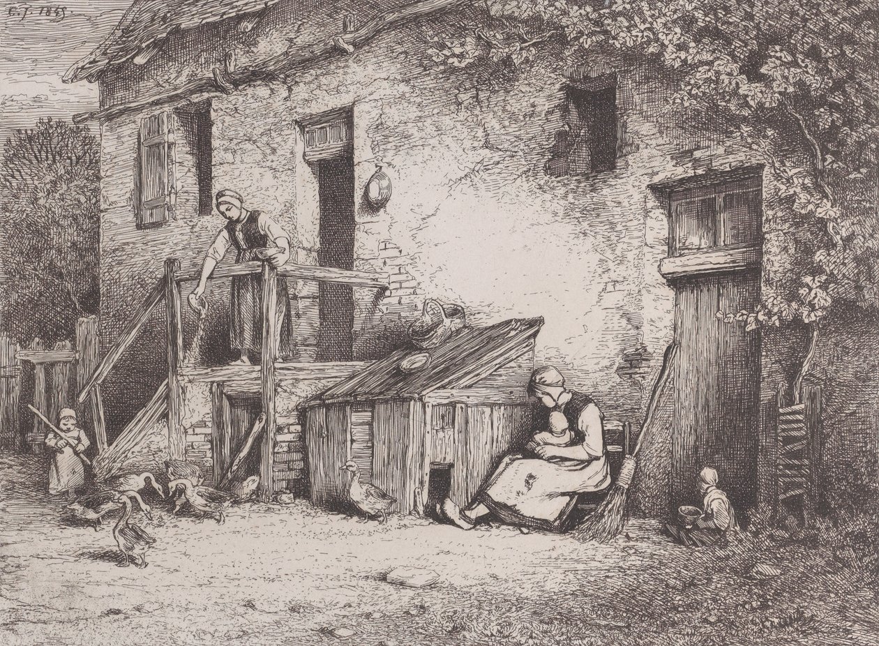 Foran huset, 1845. av Charles Emile Jacque