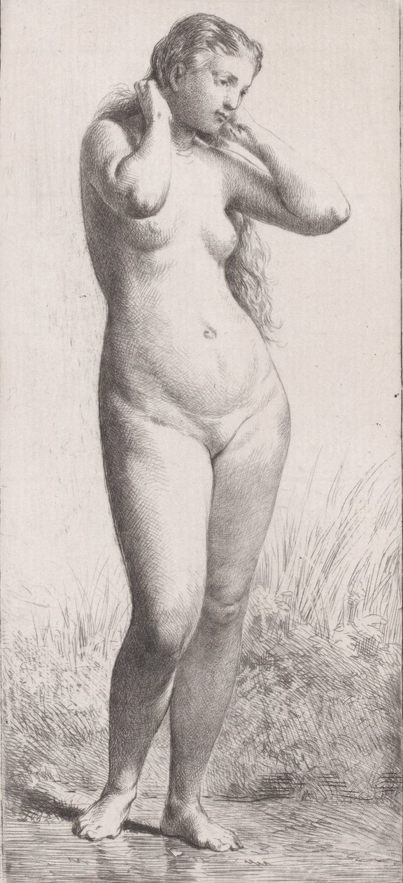 Ung kvinne i badet, 1866. av Charles Emile Jacque