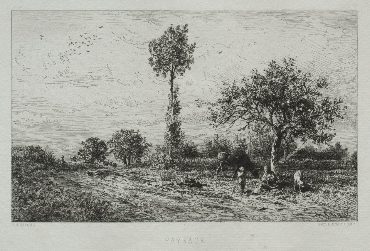 Landskap av Charles Emile Jacque
