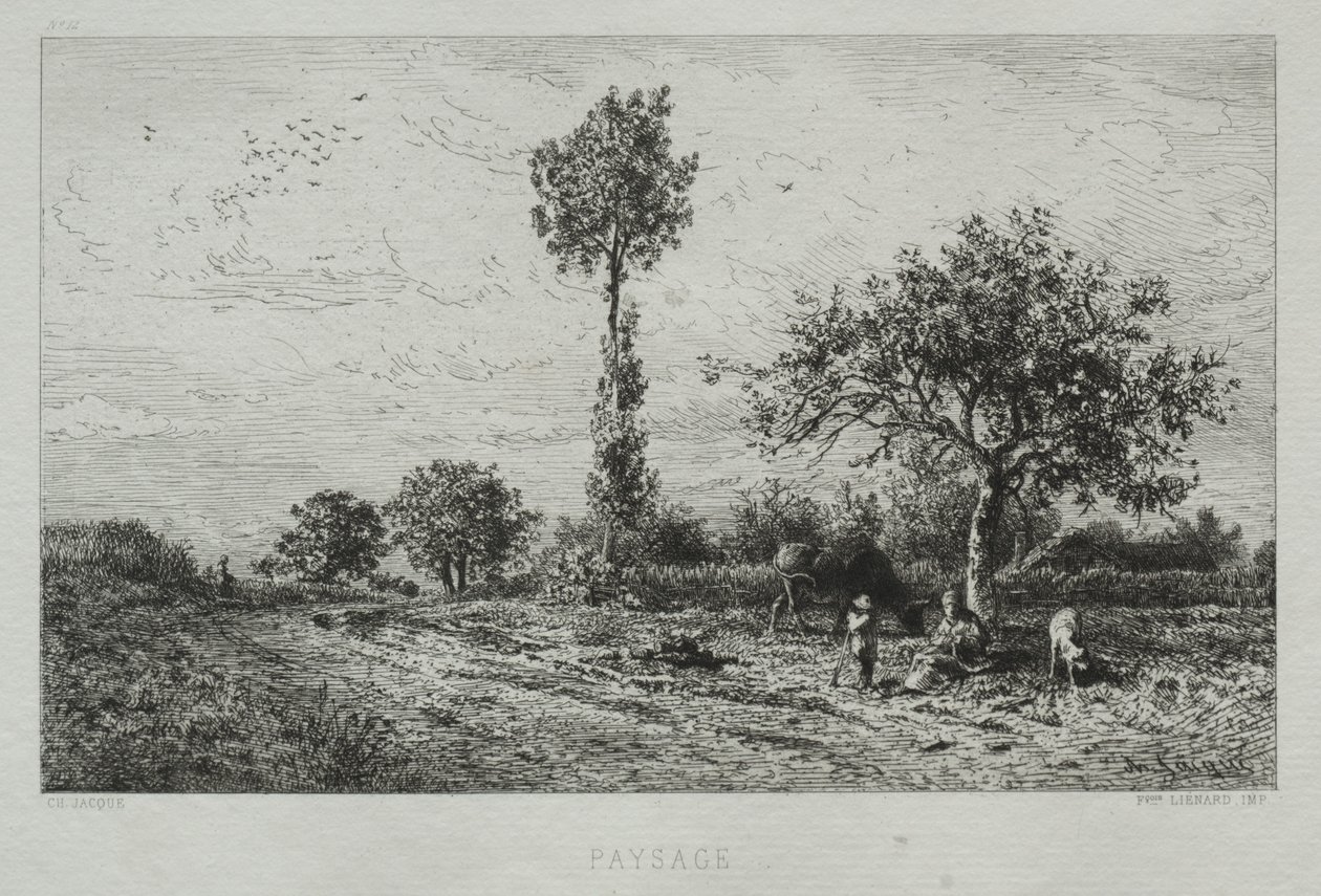 Landskap. av Charles Emile Jacque