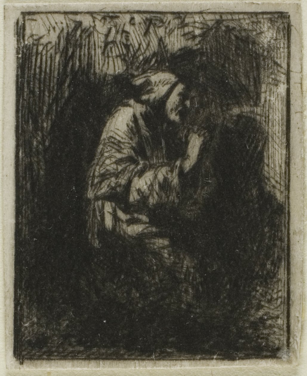 Munk ved bønn av Charles Emile Jacque