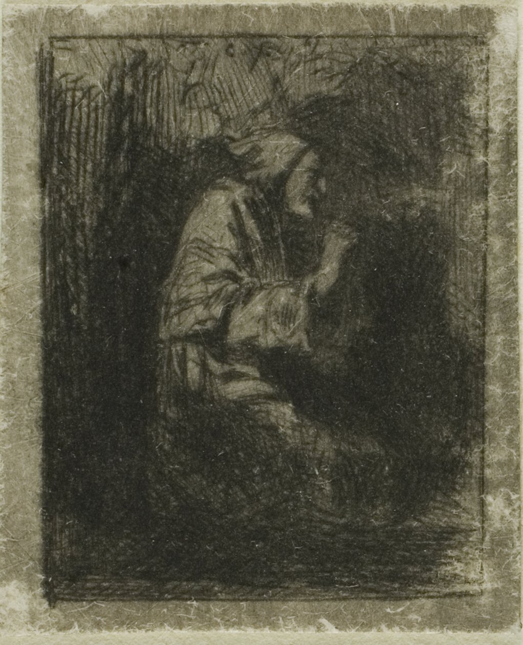 Munk ved bønn av Charles Emile Jacque