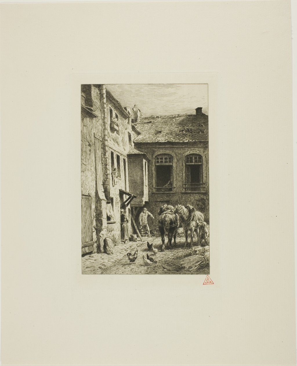 Parisisk gårdsplass av Charles Emile Jacque