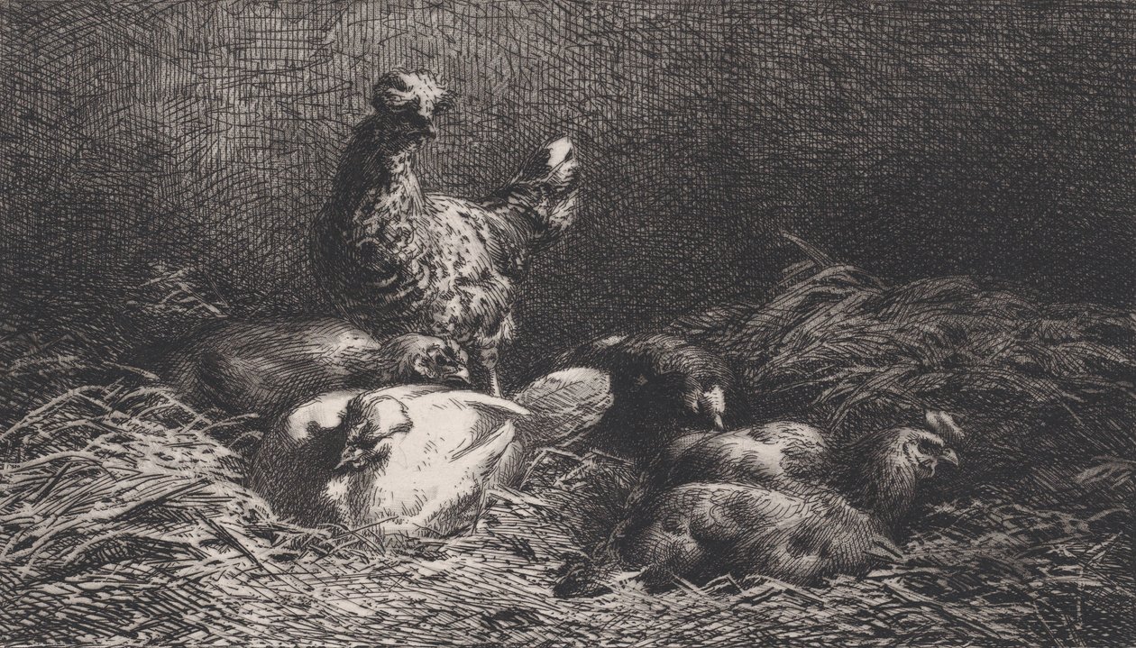 Høner, 1867. av Charles Emile Jacque
