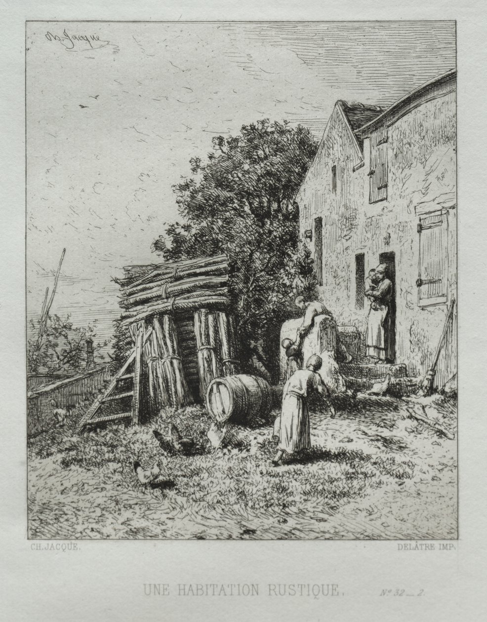 Rustikk hus av Charles Emile Jacque