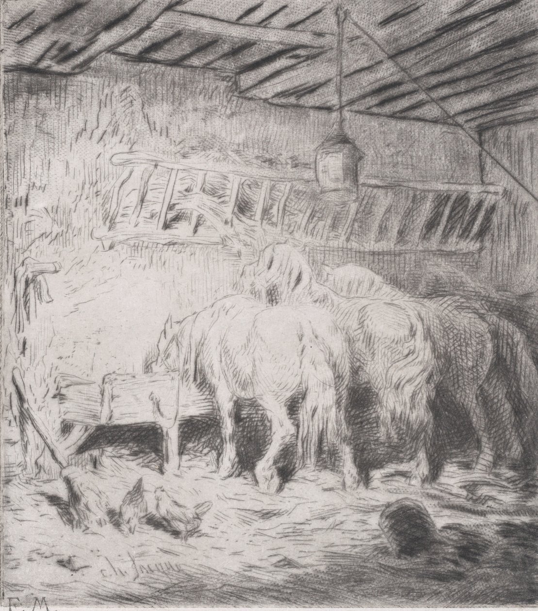 Stall, 1848. av Charles Emile Jacque