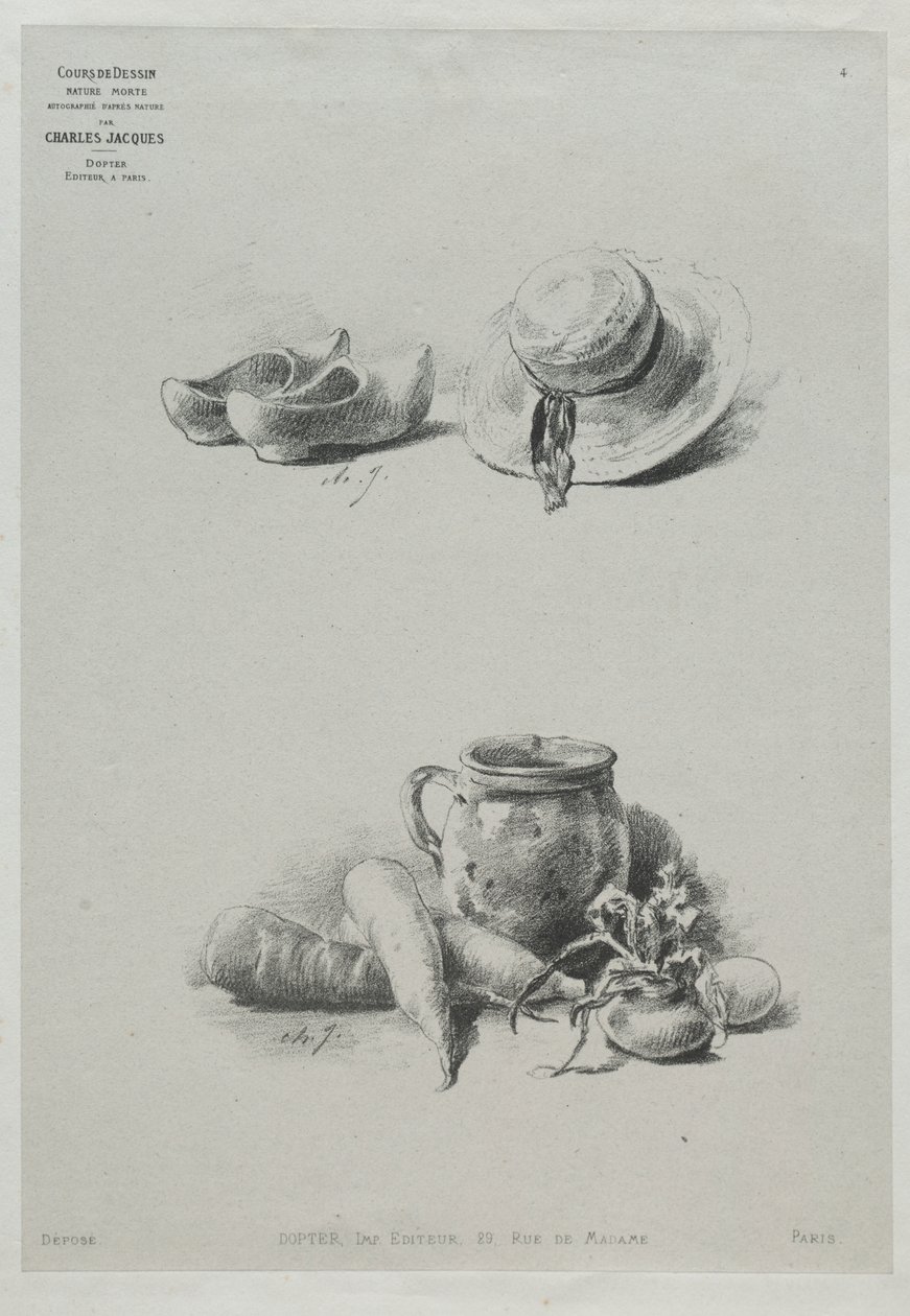 Stilleben av Charles Emile Jacque