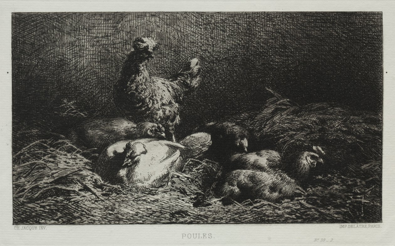 Kyllingene. av Charles Emile Jacque