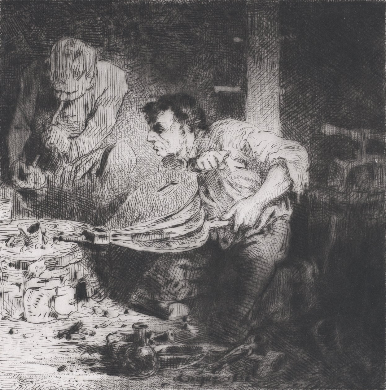 Forfalsknerne, 1843. av Charles Emile Jacque