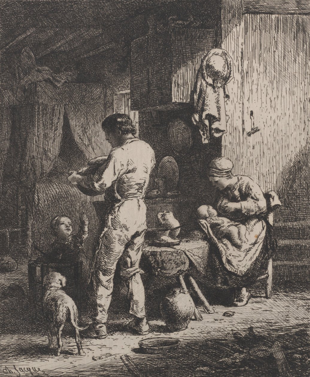 Måltidet, 1864. av Charles Emile Jacque
