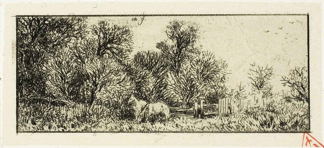 To hester i en skog av Charles Emile Jacque