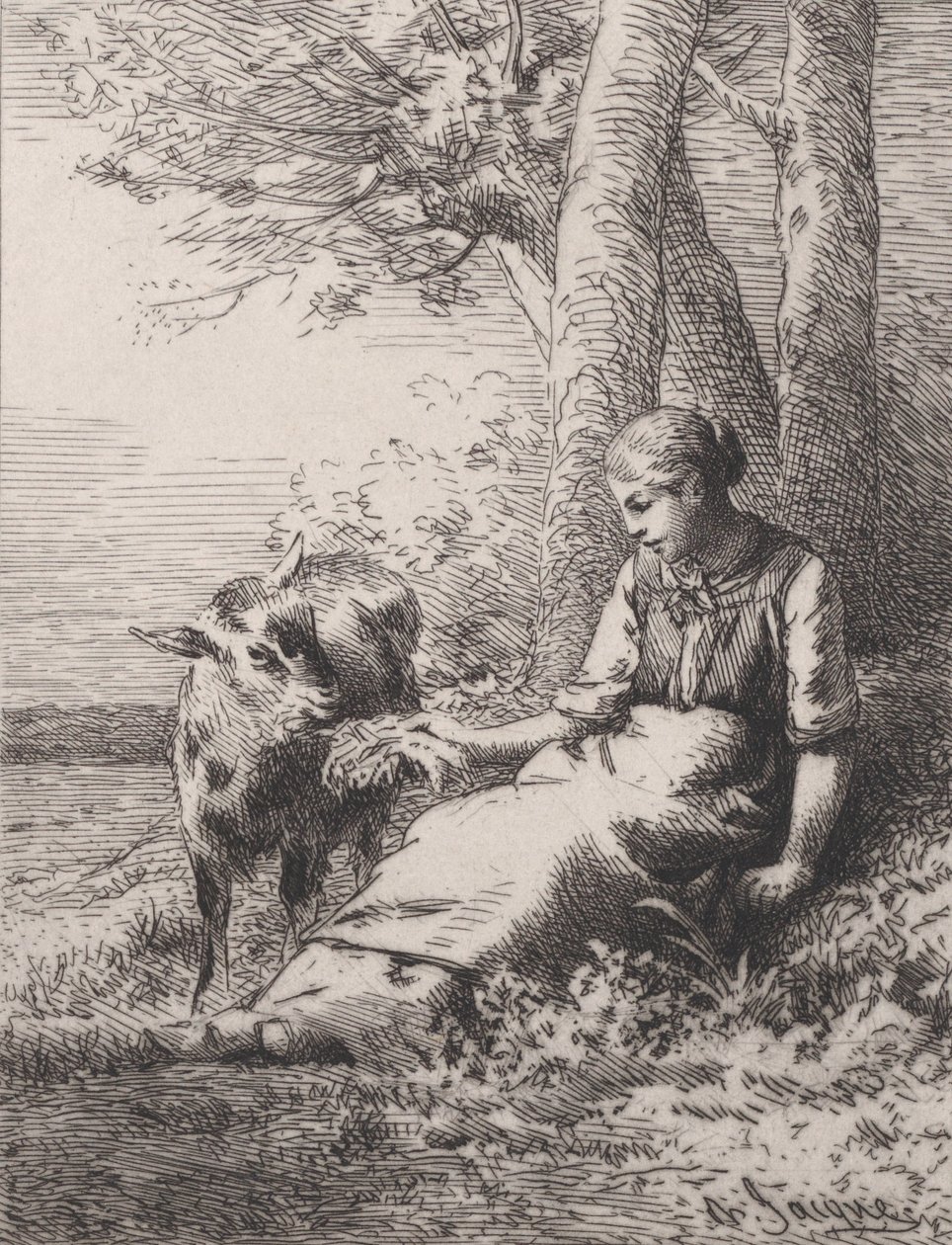 Et vennskap, 1867., 1867. av Charles Emile Jacque