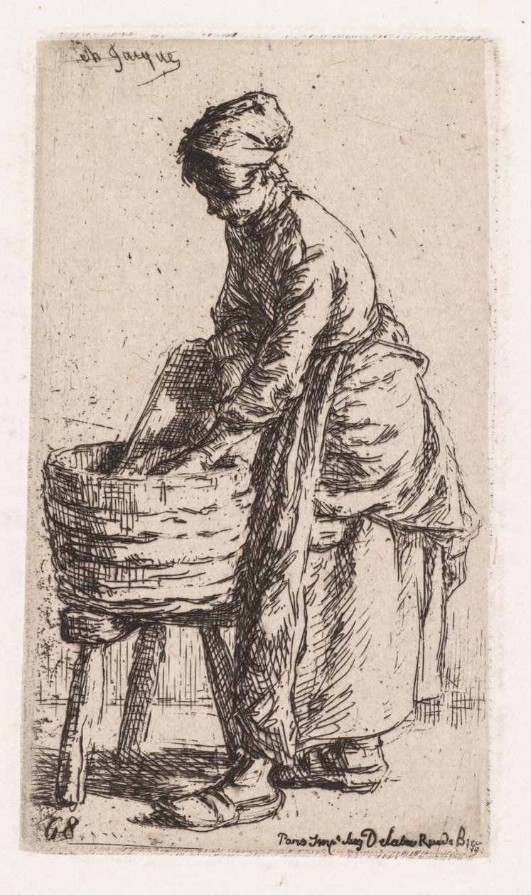 Vaskekvinne av Charles Emile Jacque