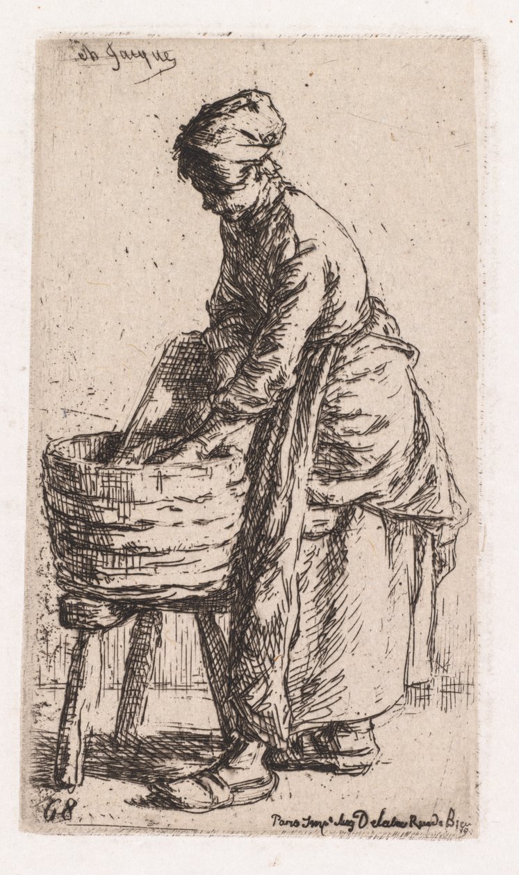 Vaskedame, 1850. av Charles Emile Jacque