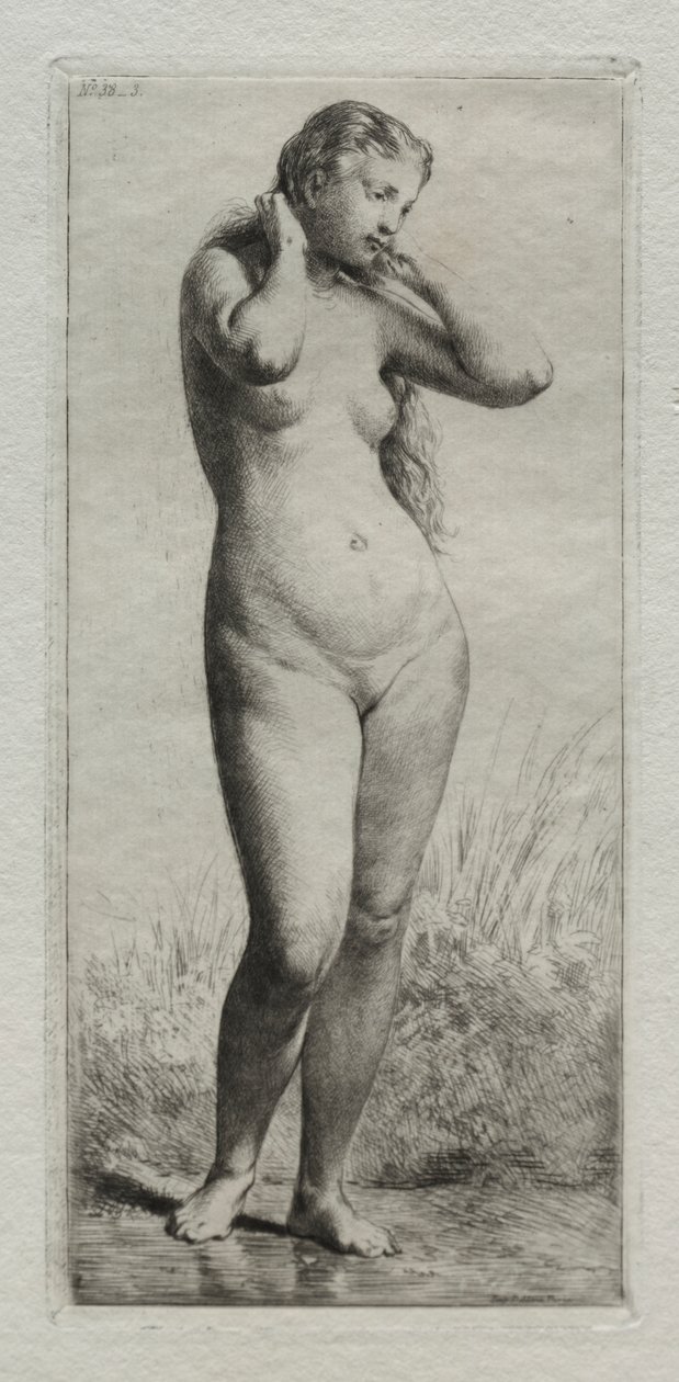 Ung kvinne bader av Charles Emile Jacque