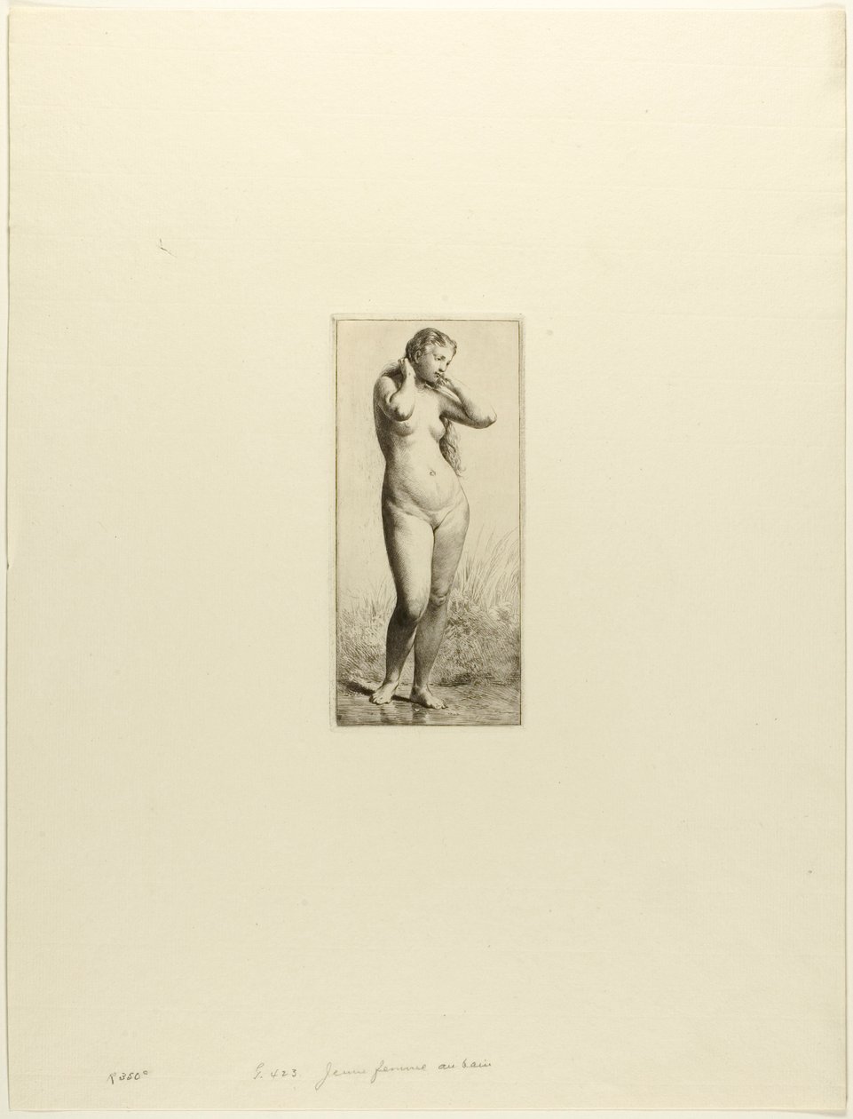 Ung kvinne bader av Charles Emile Jacque