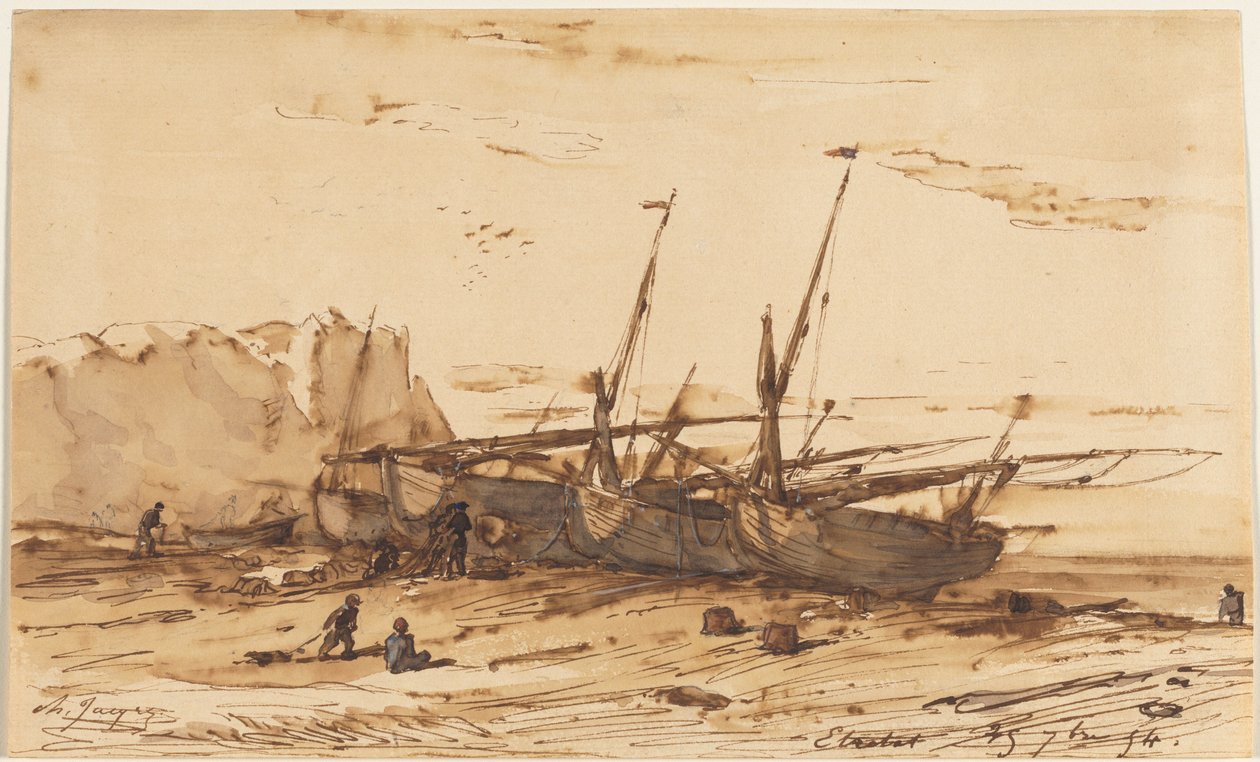 Étretat, 1854. av Charles Emile Jacque
