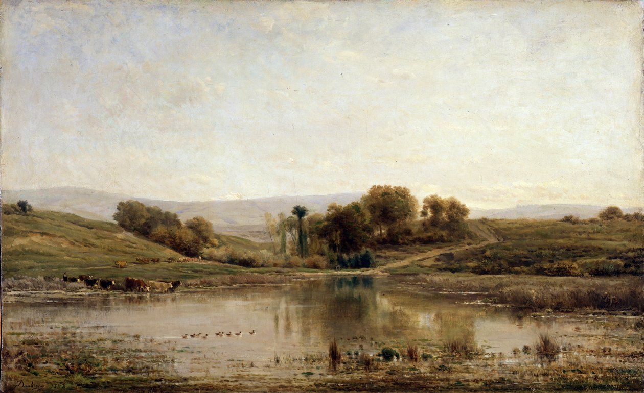 En dam, 1858. av Charles Francois Daubigny
