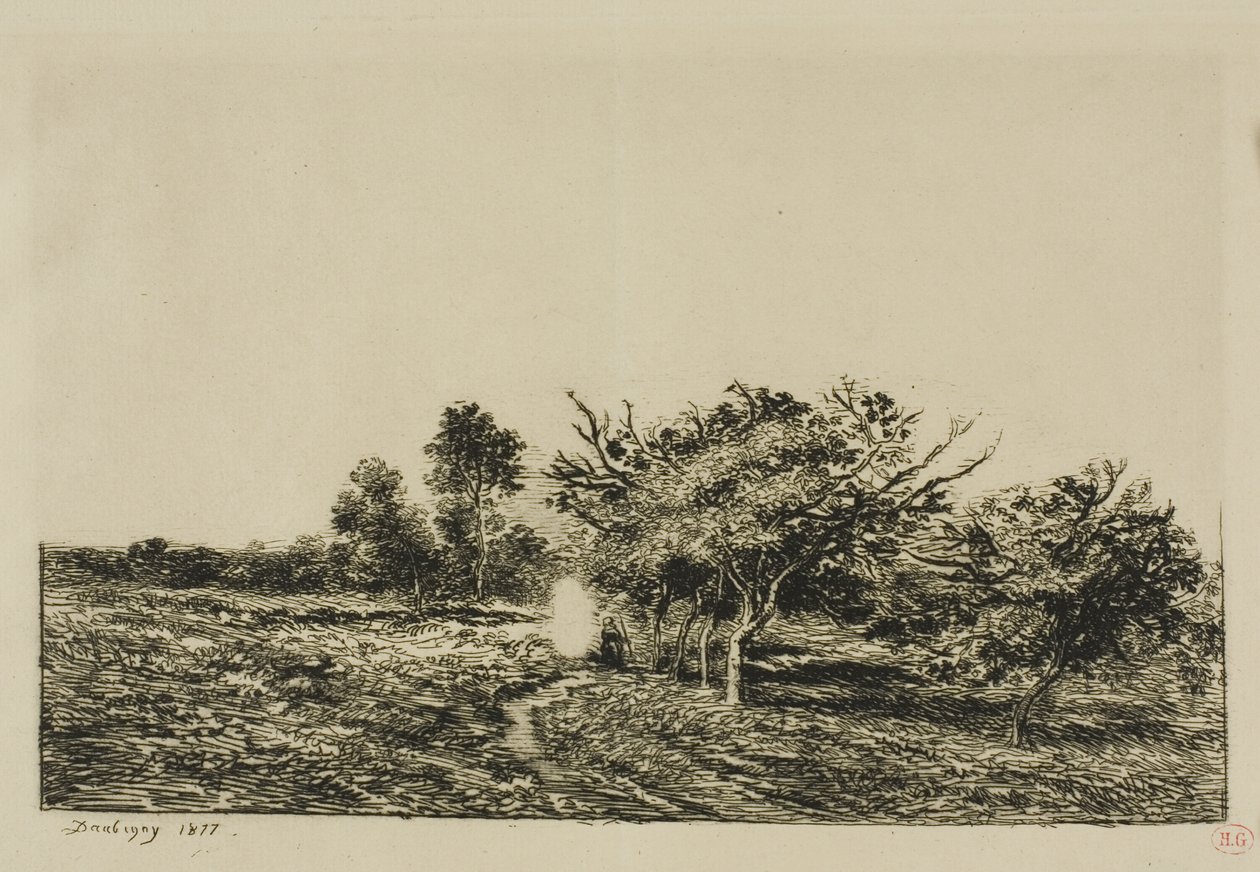 Epletrær i Auvers av Charles Francois Daubigny