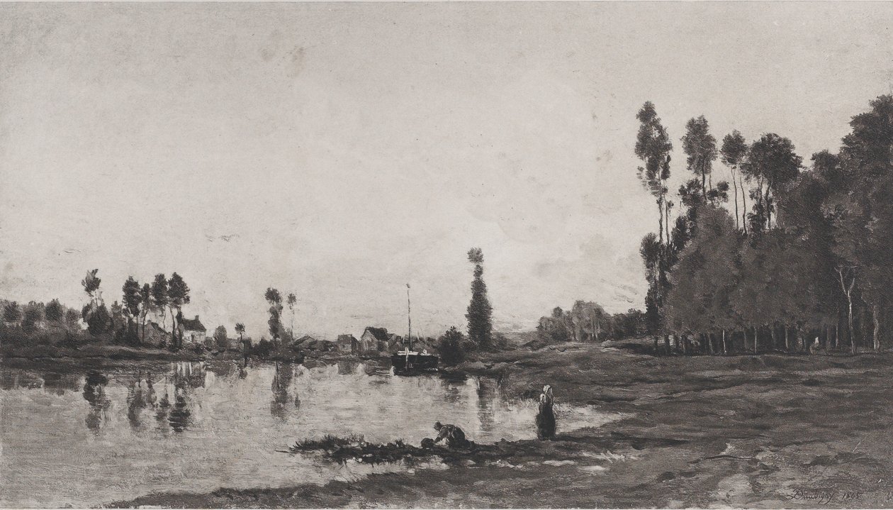 Ved elven, 1865. av Charles Francois Daubigny