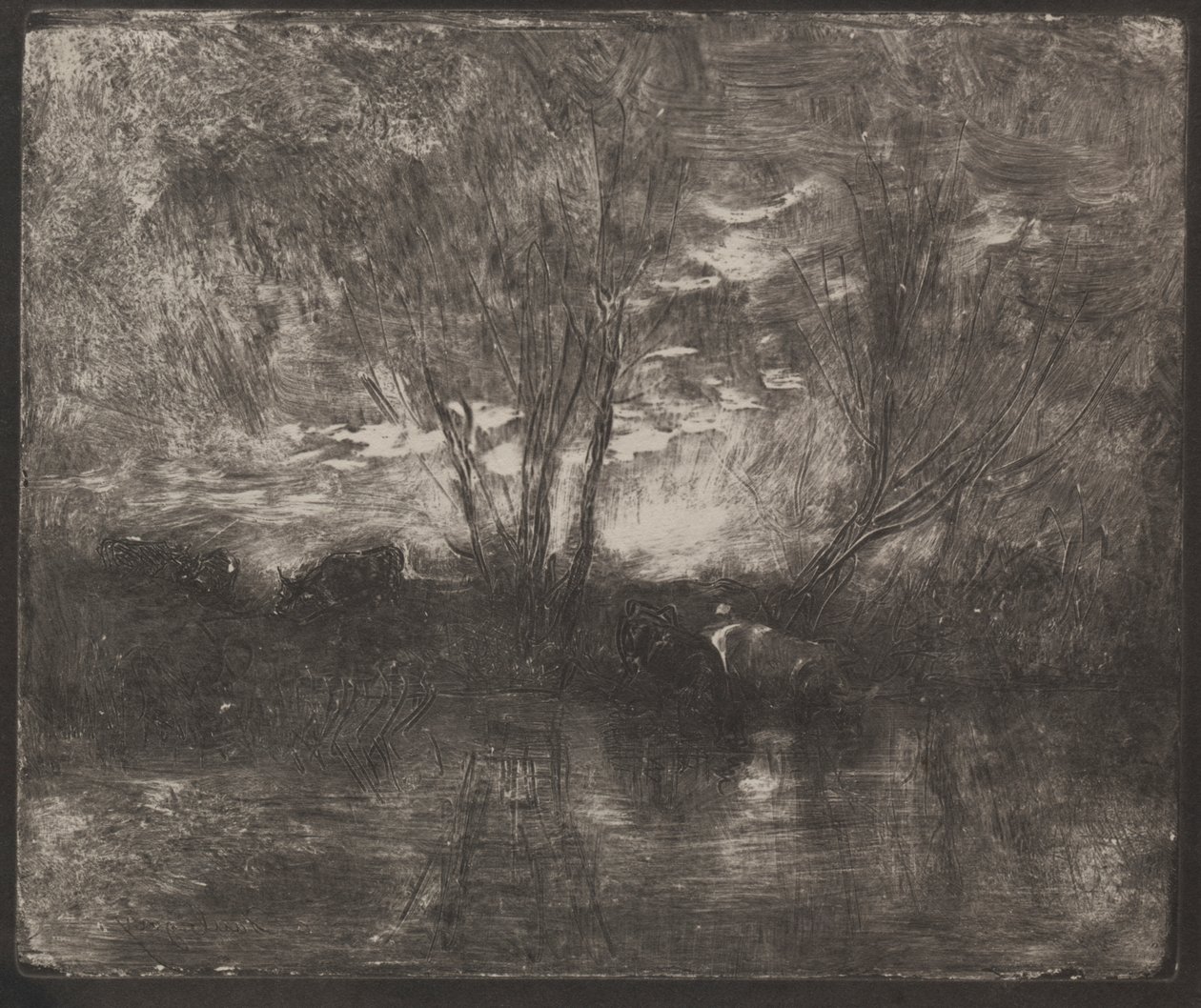 Kyr på et vanningssted av Charles Francois Daubigny