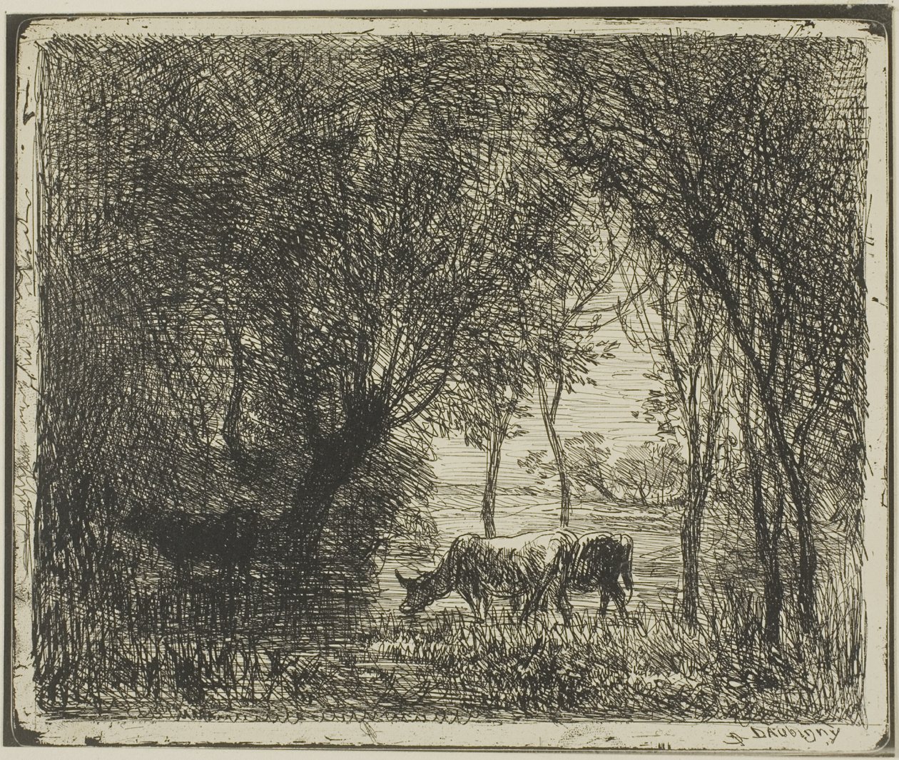 Kyr i en skog av Charles Francois Daubigny