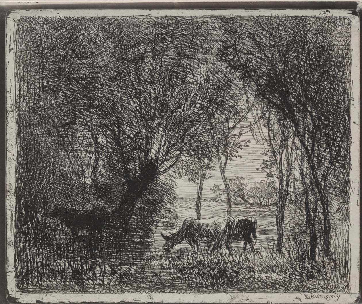 Kyr i skogen av Charles Francois Daubigny