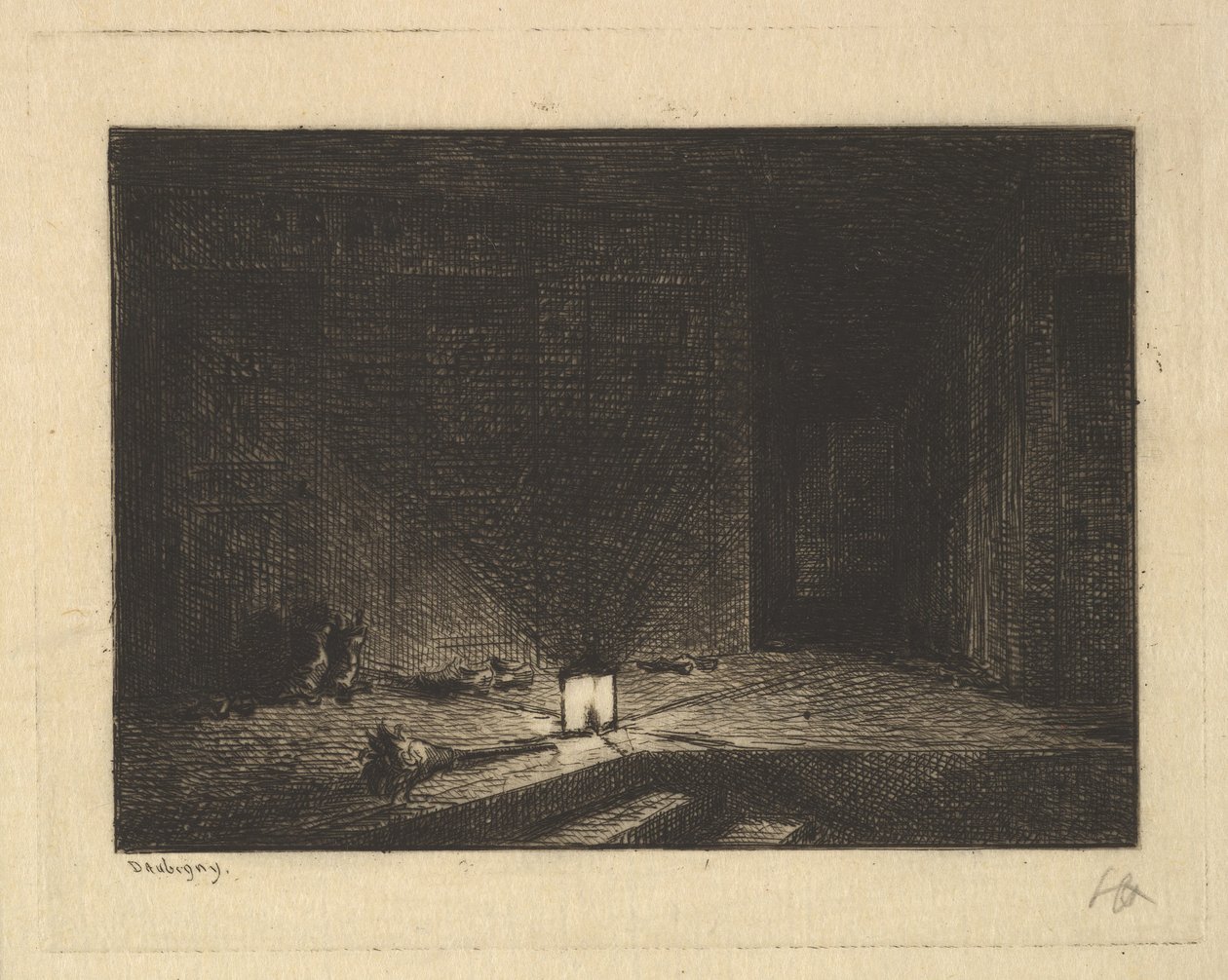 Interiør i et vertshus, 1861-62. av Charles Francois Daubigny