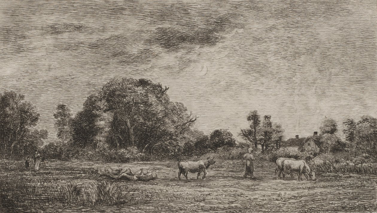 Måneoppgang av Charles Francois Daubigny