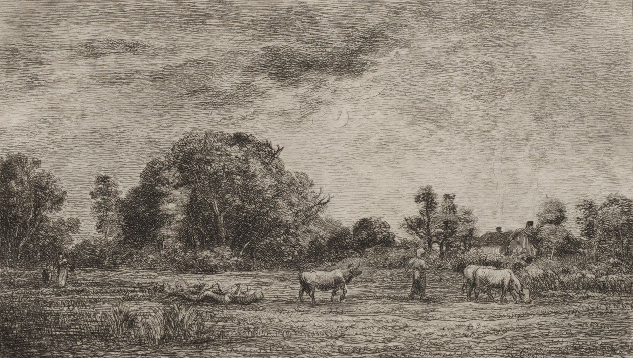 Måneoppgang, 1861. av Charles Francois Daubigny