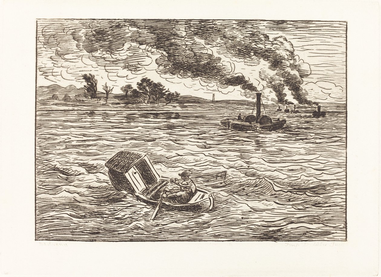 Dampbåter av Charles Francois Daubigny