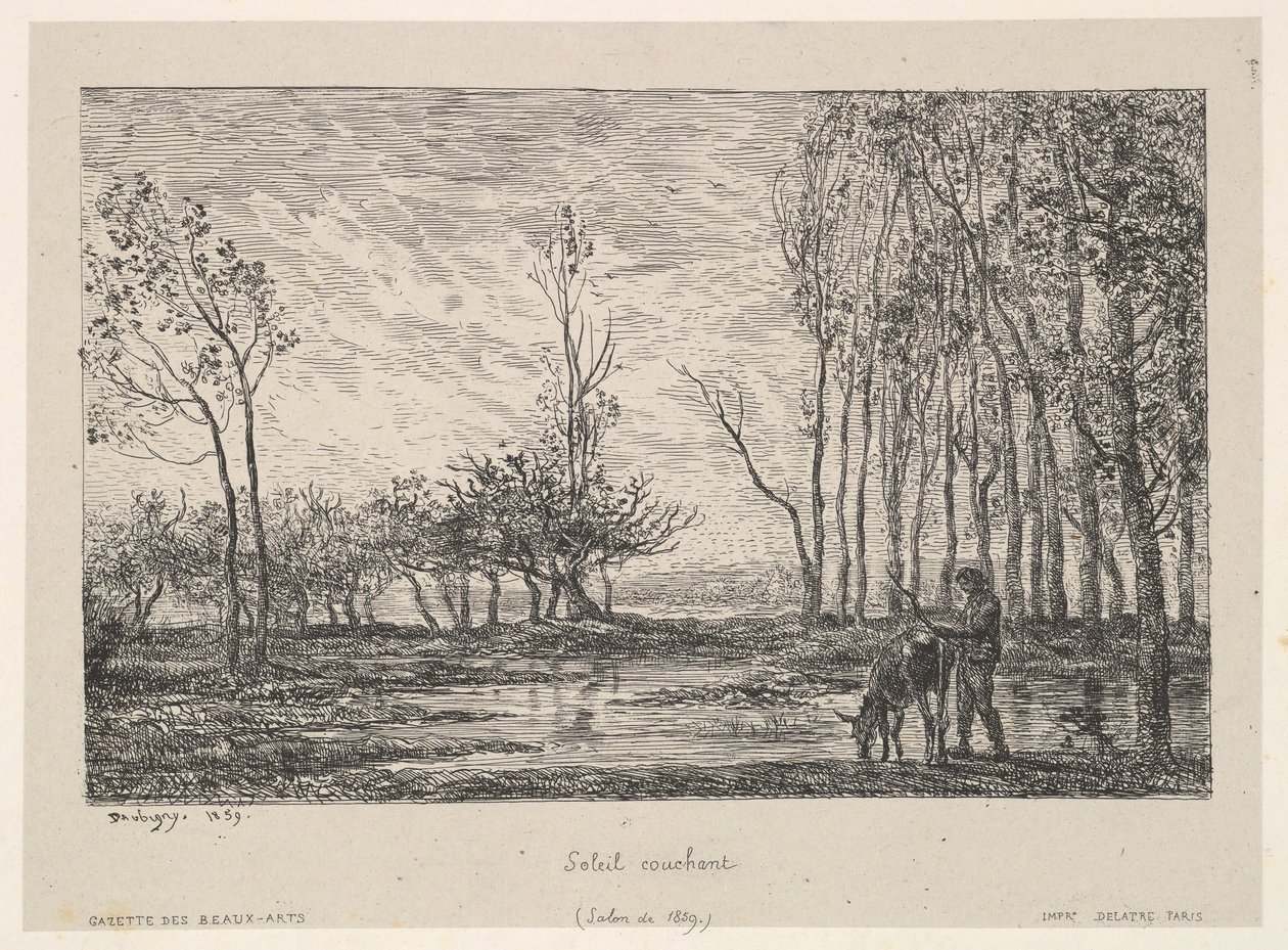 Solnedgang, 1859. av Charles Francois Daubigny